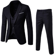 Load image into Gallery viewer, 3 Pieces Business Blazer +Vest +Pants Suit Sets Men Autumn Fashion Solid Slim Wedding Set Vintage Classic Blazers Male Plus Size