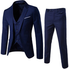 Load image into Gallery viewer, 3 Pieces Business Blazer +Vest +Pants Suit Sets Men Autumn Fashion Solid Slim Wedding Set Vintage Classic Blazers Male Plus Size