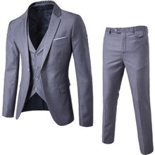 Load image into Gallery viewer, 3 Pieces Business Blazer +Vest +Pants Suit Sets Men Autumn Fashion Solid Slim Wedding Set Vintage Classic Blazers Male Plus Size