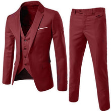 Load image into Gallery viewer, 3 Pieces Business Blazer +Vest +Pants Suit Sets Men Autumn Fashion Solid Slim Wedding Set Vintage Classic Blazers Male Plus Size